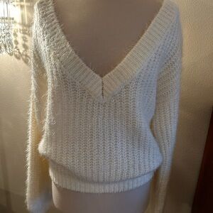 Cozy White V-Neck Women's Sweater